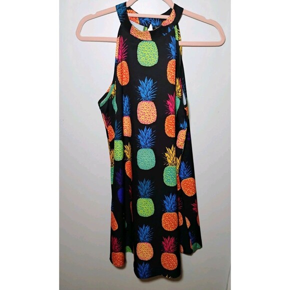 Shein Women's Multicolored  Pineapple‎ Print Halter Dress, Size 6 - Picture 1 of 4